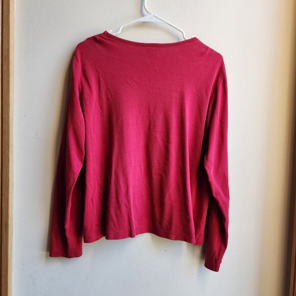 L.L. Bean Red Long Sleeve Scoop Neck Jersey Size XL - Picture 14 of 14